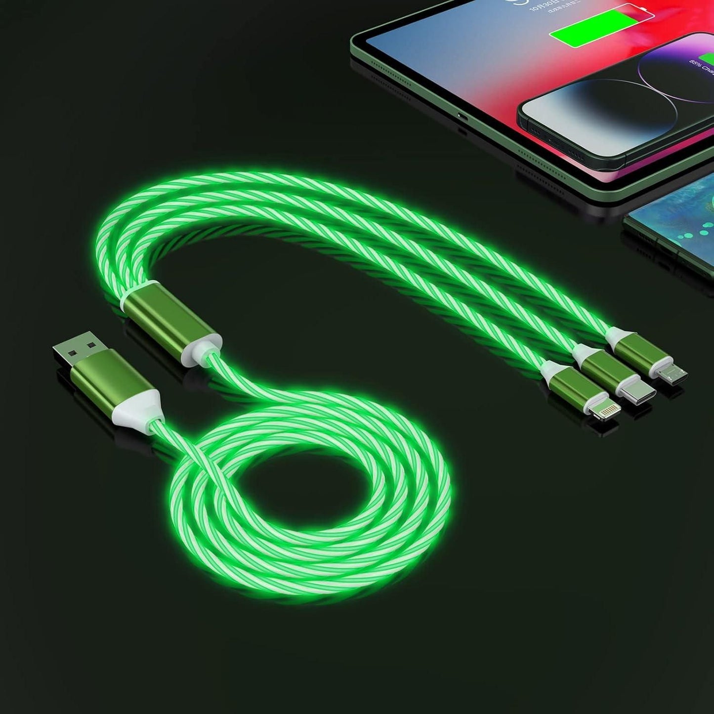 3-in-1 Multi USB Universal Flowing LED Light Up Phone Charge Cable